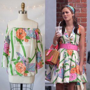 ☀️Alice & Olivia Garden Party Silk Blouse Version ASO Blair Waldorf Gossip Girl